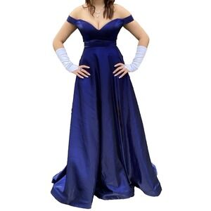 Elegant Evening Gown Womens  4 Shimmer Off‑Shoulder A‑Line High Slit Lace‑Back